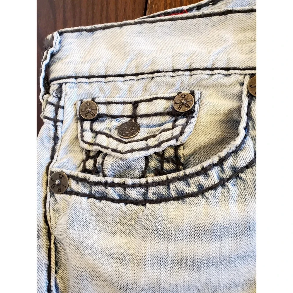 True Religion Ricky Relaxed Straight Flap Jeans Men's 40 Distressed‎ Y2K
